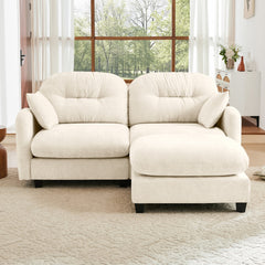 Cloud Sectional L-Shaped Couch With Ottoman,Soft Chenille Fabric,Tufted Cushion Backrest Design  High-Density Foam,Fits Bedrooms Living Rooms Reading Nooks,Beige