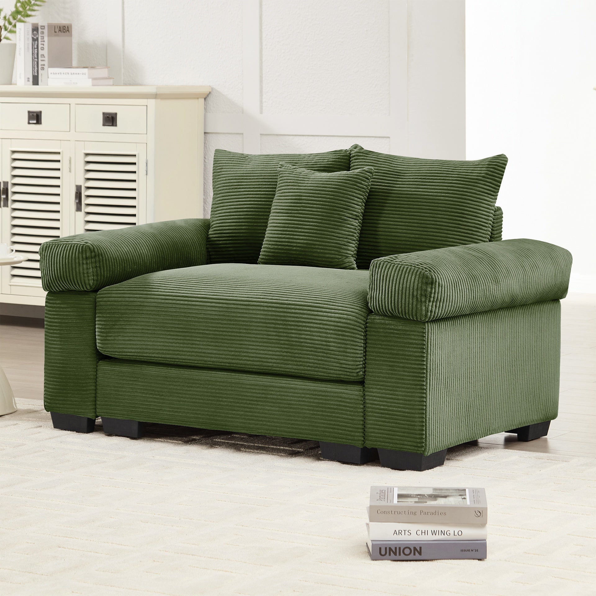 54.3" Oversized Cloud Modular Sectional Couch,Extra-Thick Armrests Good Resilience Cushions Ergonomic Design Premium Soft Corduroy Fabric,Easy Assembly For Living Rooms Study,Green
