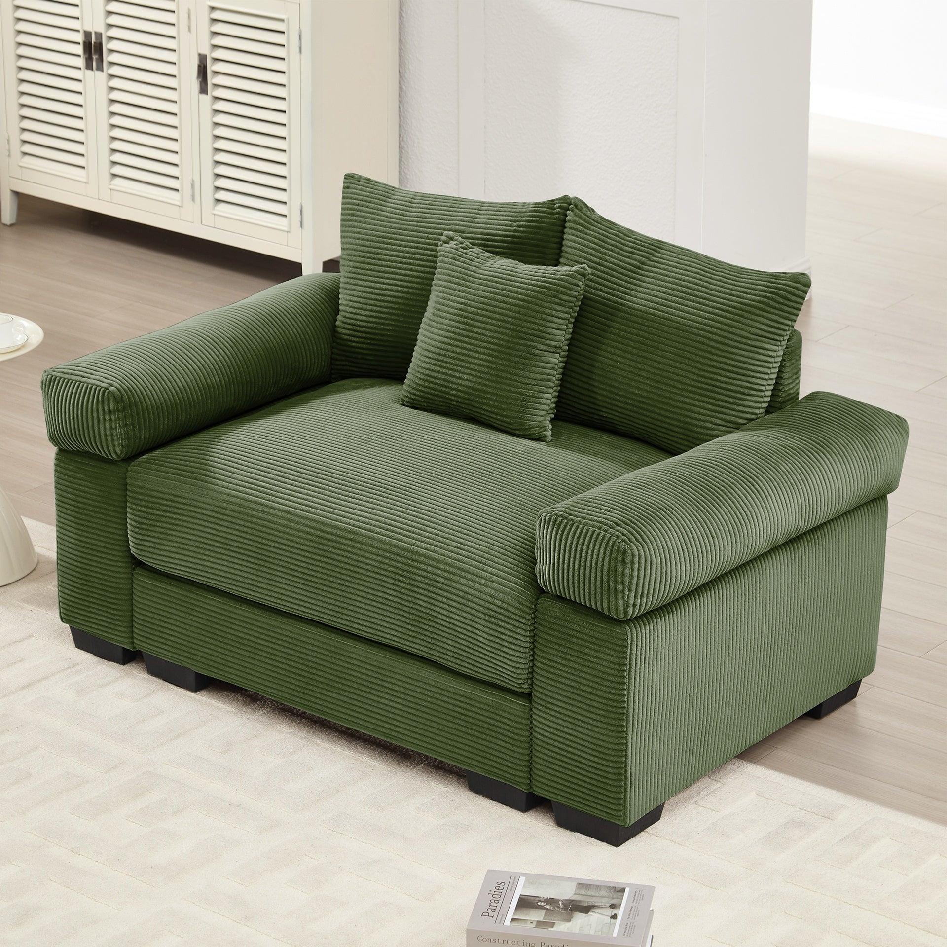 54.3" Oversized Cloud Modular Sectional Couch,Extra-Thick Armrests Good Resilience Cushions Ergonomic Design Premium Soft Corduroy Fabric,Easy Assembly For Living Rooms Study,Green