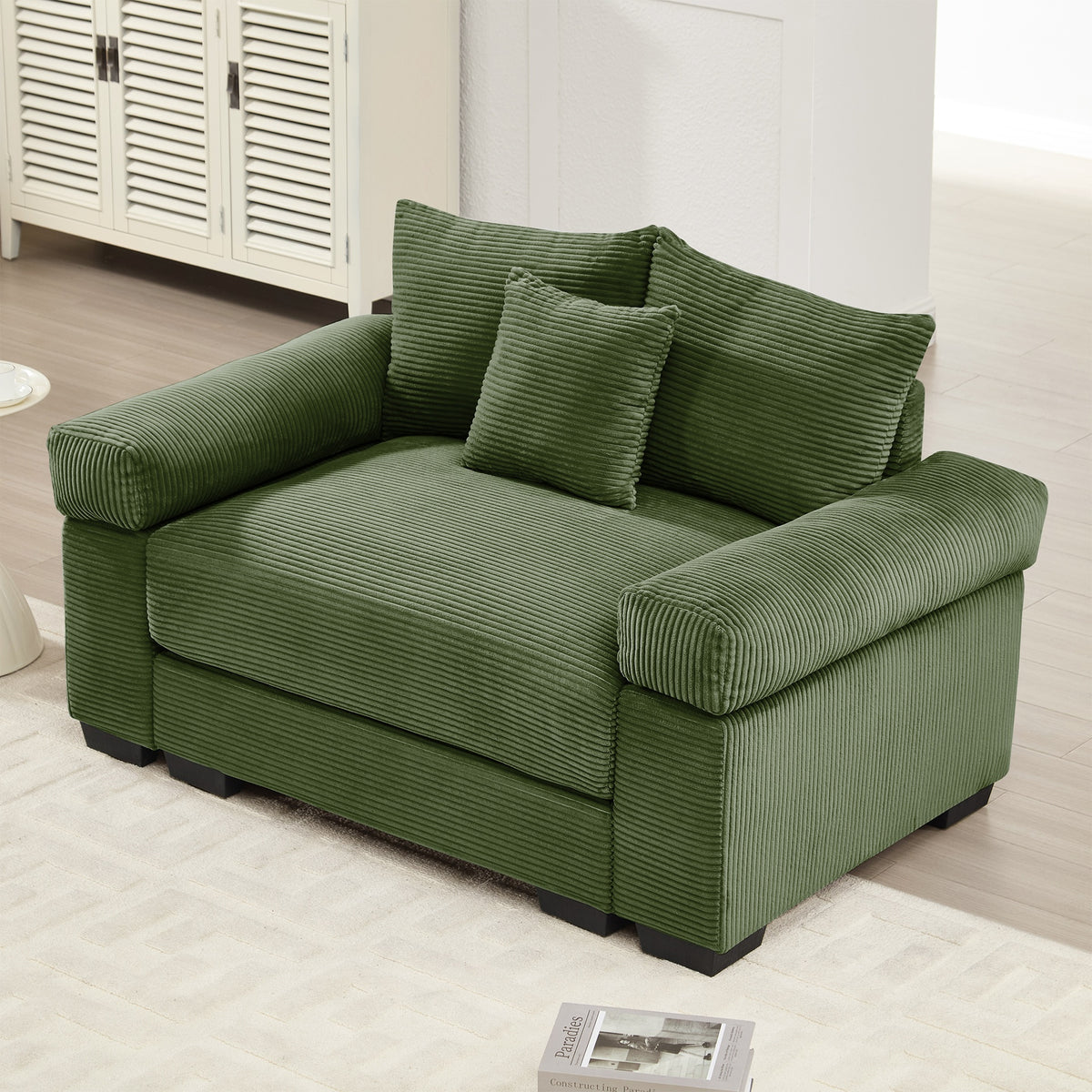 54.3" Oversized Cloud Modular Sectional Couch,Extra-Thick Armrests Good Resilience Cushions Ergonomic Design Premium Soft Corduroy Fabric,Easy Assembly For Living Rooms Study,Green
