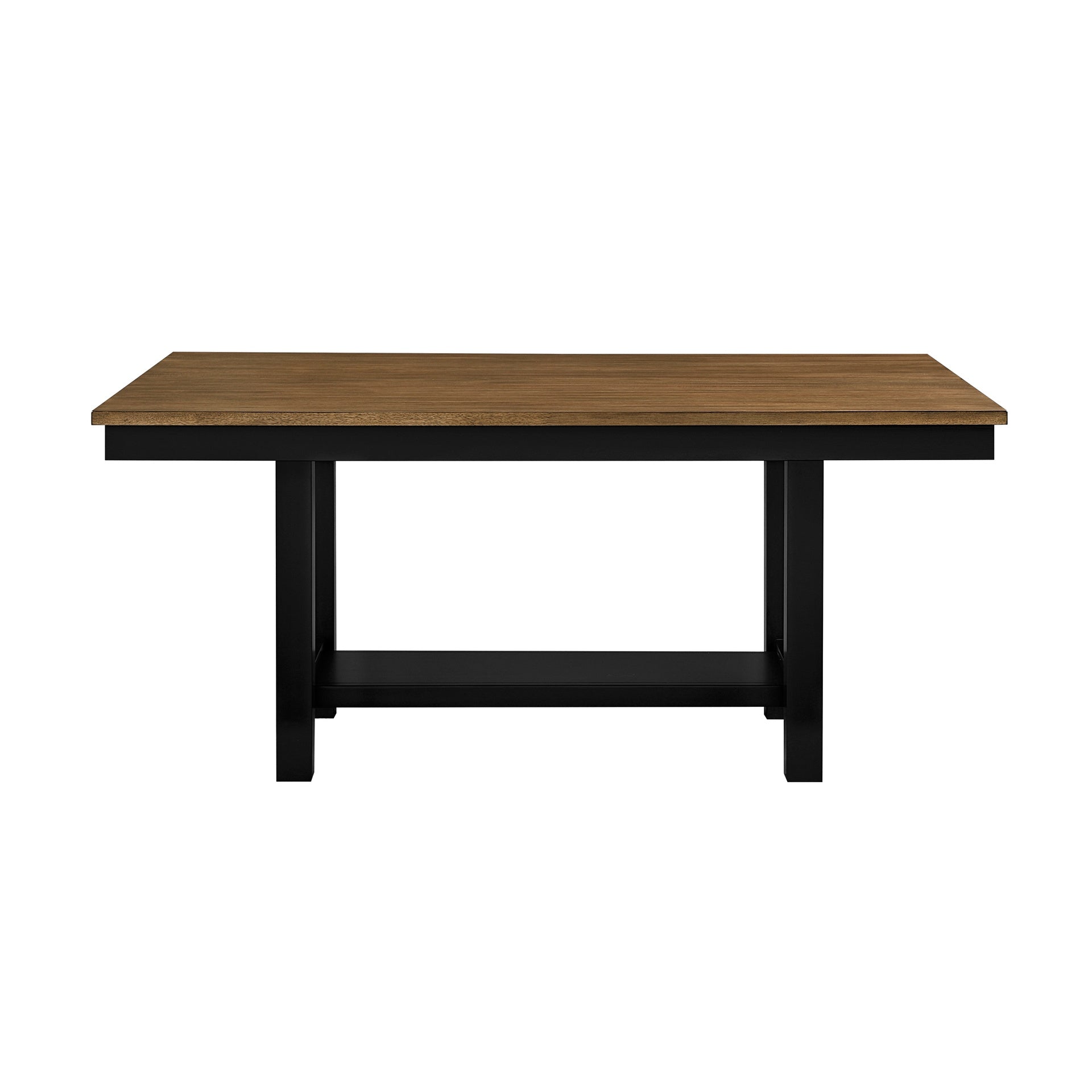 2-Tone Black and Brown Finish Dining Table with Storage Base Modern Farmhouse Wooden Furniture 1pc