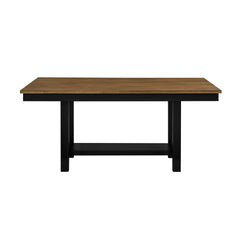 2-Tone Black and Brown Finish Dining Table with Storage Base Modern Farmhouse Wooden Furniture 1pc