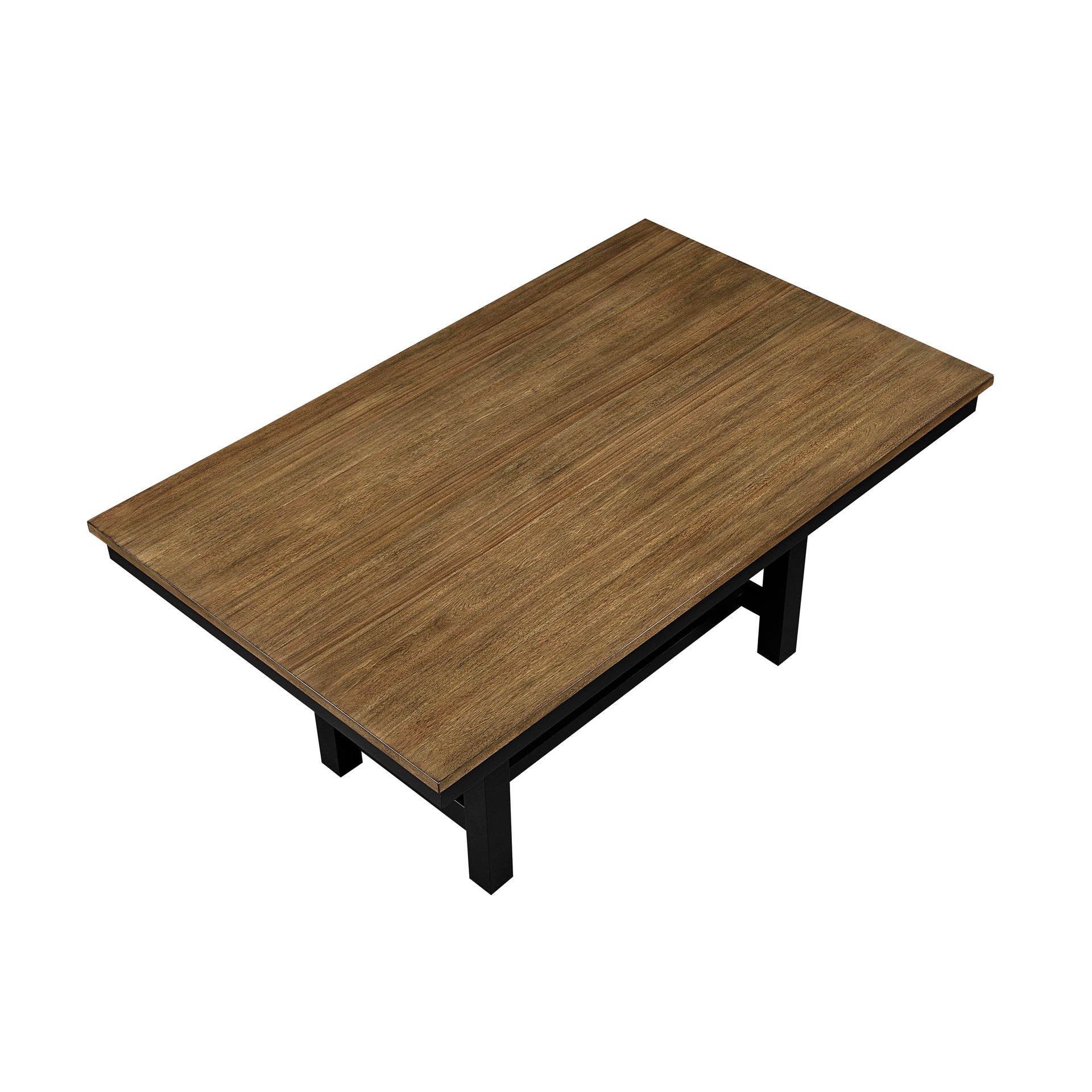2-Tone Black and Brown Finish Dining Table with Storage Base Modern Farmhouse Wooden Furniture 1pc