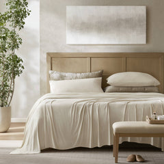 4-Piece Queen Stretch Jersey Sheet Set,Ivory