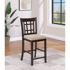Tan and Espresso Lattice Back Counter Height Stools (Set of 2)