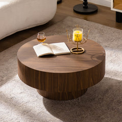 Round Wood 30.51 inch Coffee table for Living Room Table Walnut Suitable for Bedroom, Living Room, Office