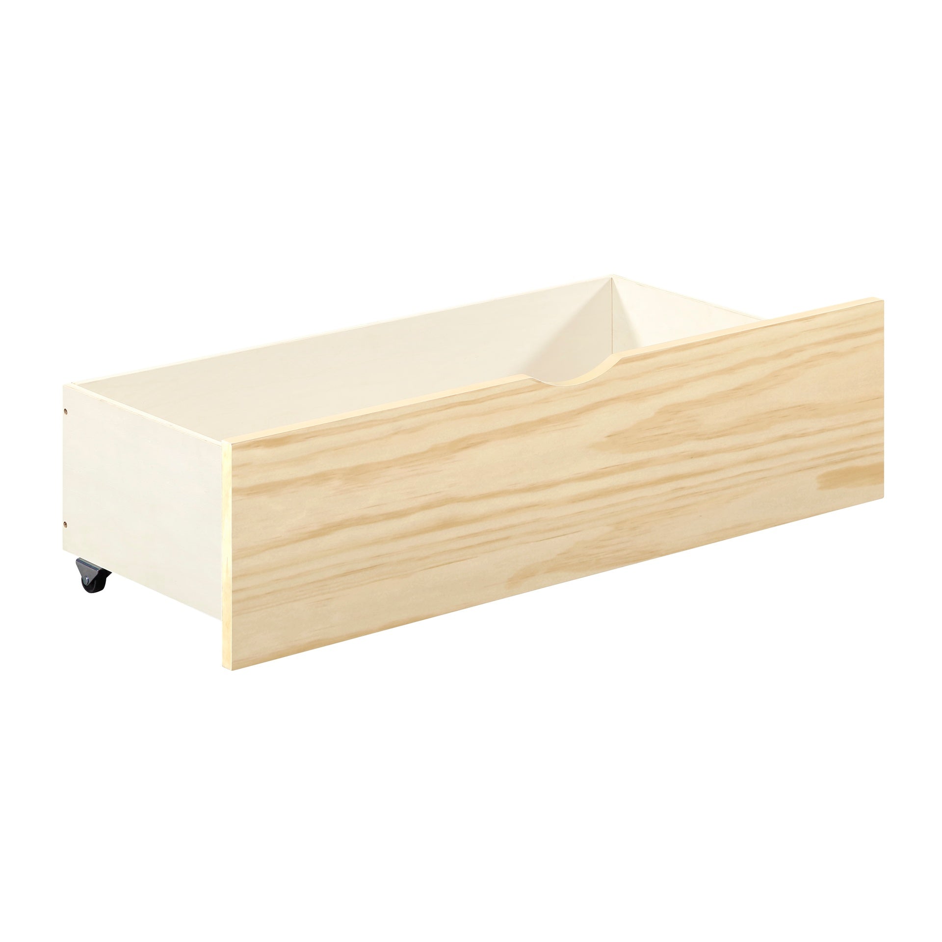 Natural Pine Finish 2pcs Storage Boxes with Caster Wheels Transitional Bedroom Furniture Under-Bed Toy Boxes