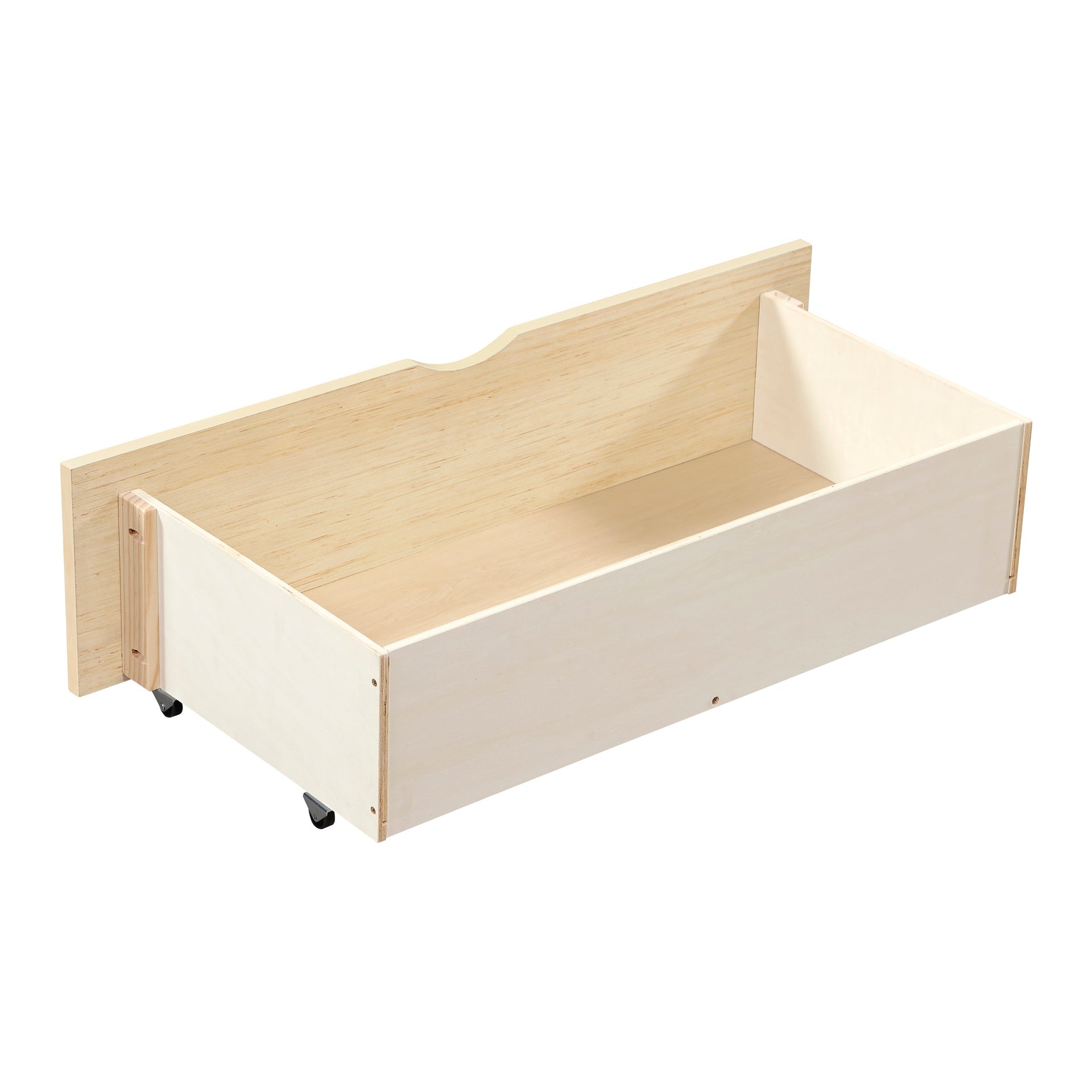 Natural Pine Finish 2pcs Storage Boxes with Caster Wheels Transitional Bedroom Furniture Under-Bed Toy Boxes