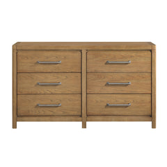 Light Brown Finish 6-Drawer Dresser Modern Bedroom Furniture 1pc