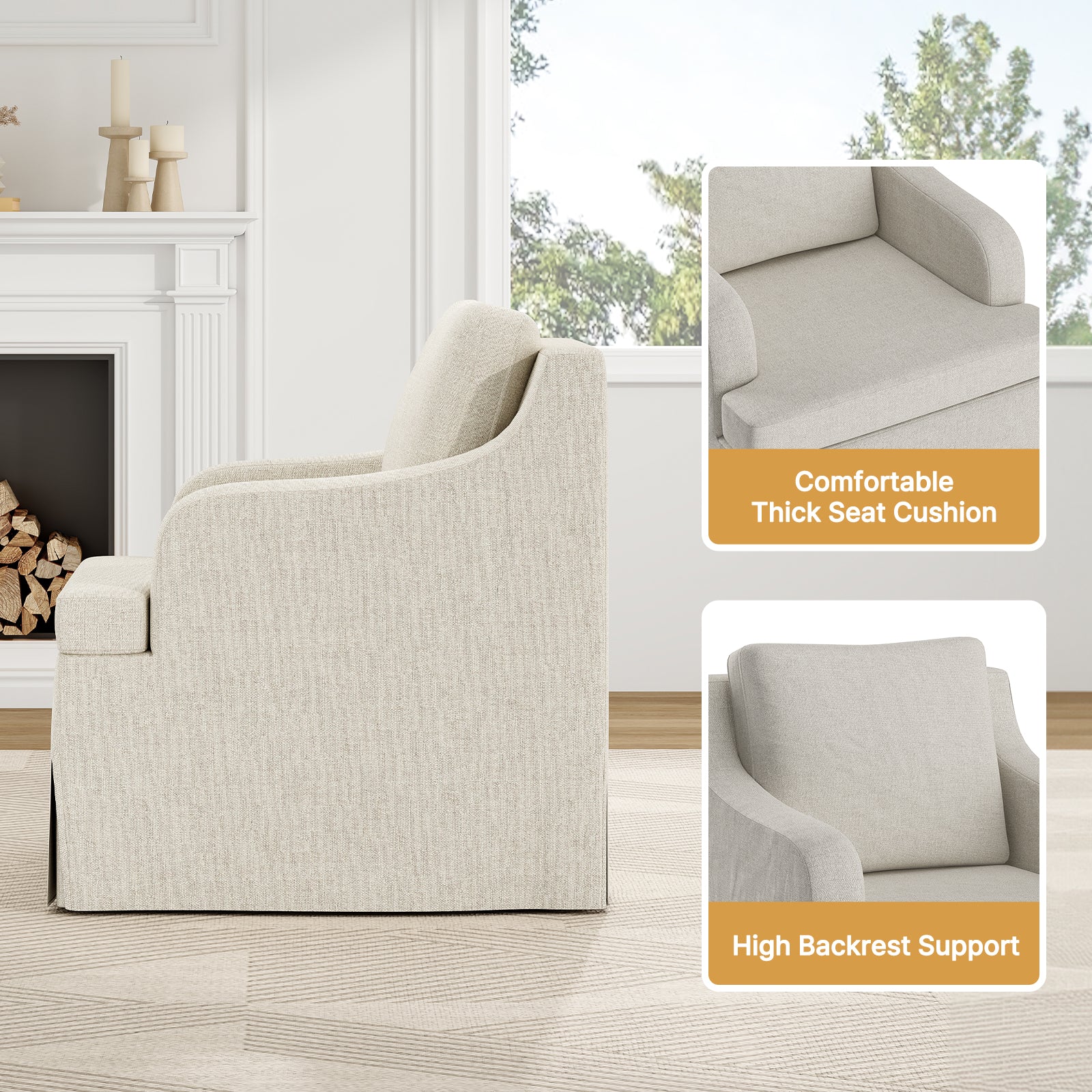 Dining Chair with Armrest,Kitchen Chair with Soft Upholstered and High-Density Sponge Cushion,Accent Chair for Living Room,Bedroom,and Dining Room,Restruant