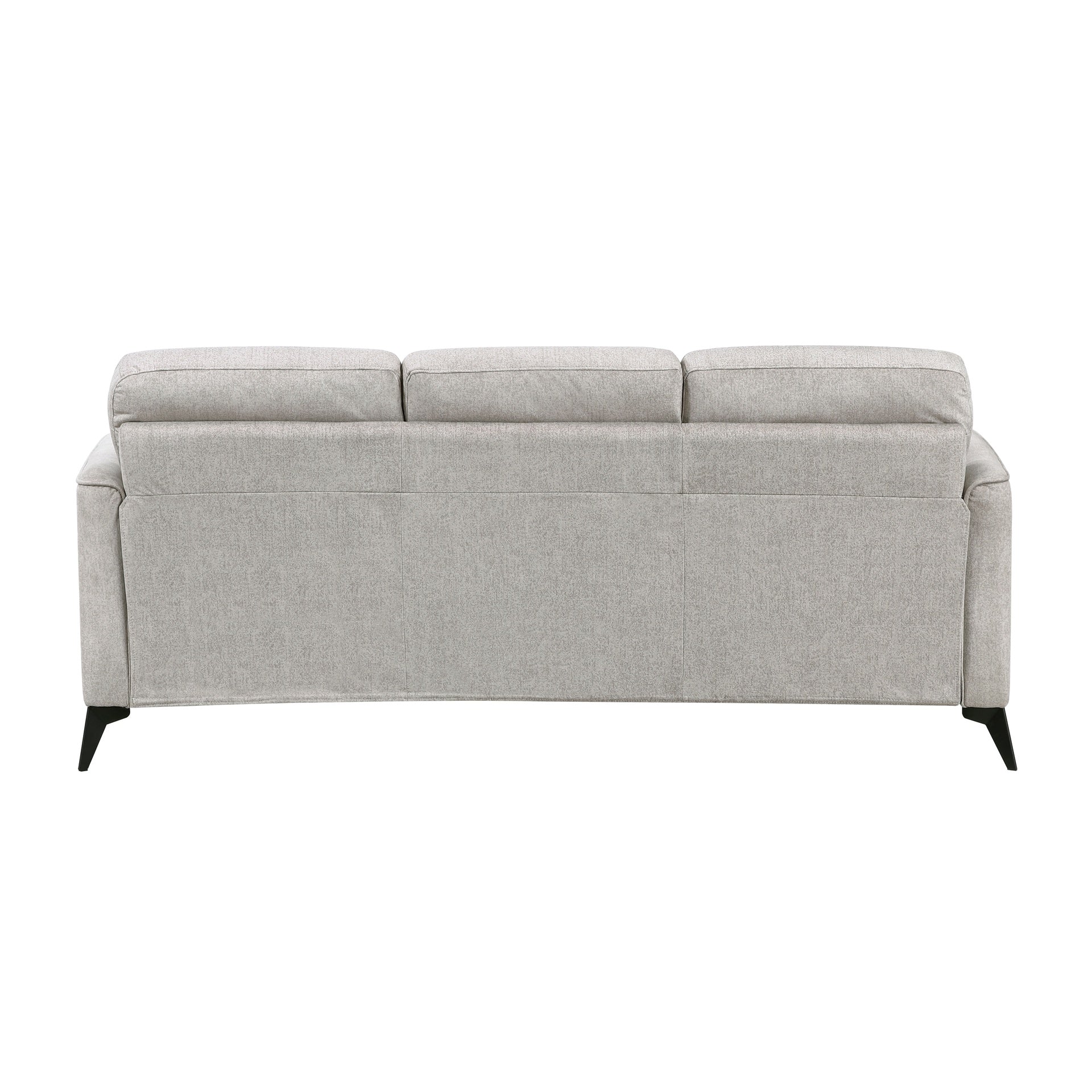Modern Living Room Sofa Tan Microfiber Upholstery Comfortable Cushion Seat Couch Black Metal Legs Contemporary Furniture 1pc