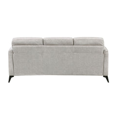 Modern Living Room Sofa Tan Microfiber Upholstery Comfortable Cushion Seat Couch Black Metal Legs Contemporary Furniture 1pc