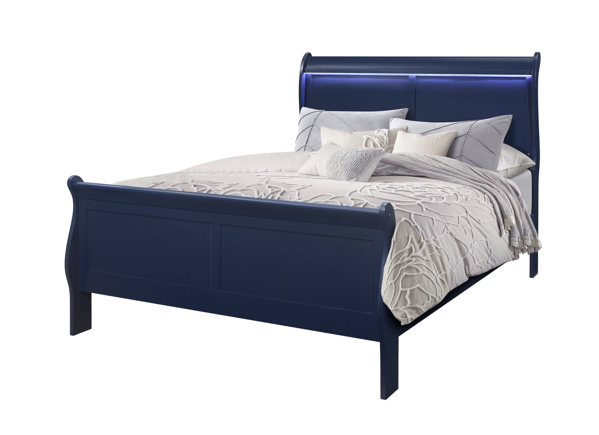 CHARLSTON BLUE FULL BED WITH LED