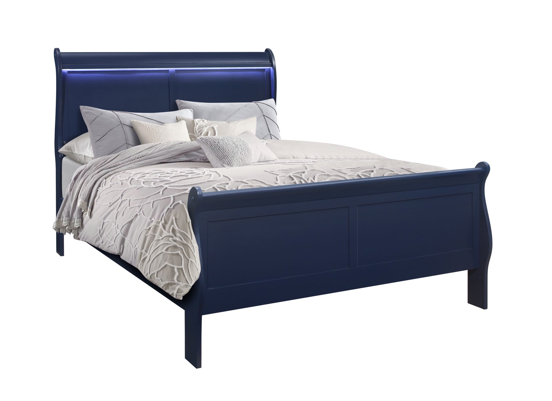 CHARLSTON BLUE FULL BED WITH LED