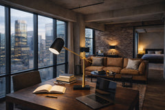 High Quality Hotel European Modern Bed Side nightstand Decorative Led Table/desk Lamp, Lumora Table Lamp - Black outer - White inner 110~120V