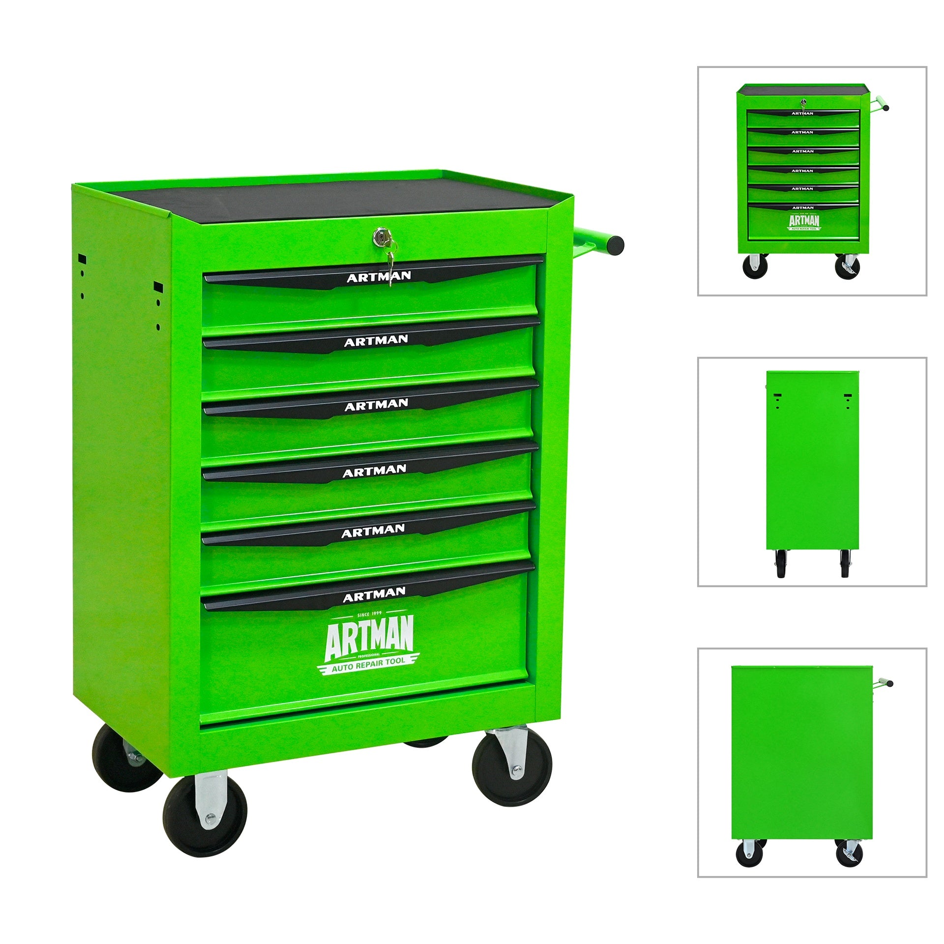 Rolling Metal Tool Chest with 6 Drawers, 20" 6-Drawer Tool Chest Cabinet with Ball Bearing Drawer Slides, Steel Tool Storage Box Organizer -GREEN