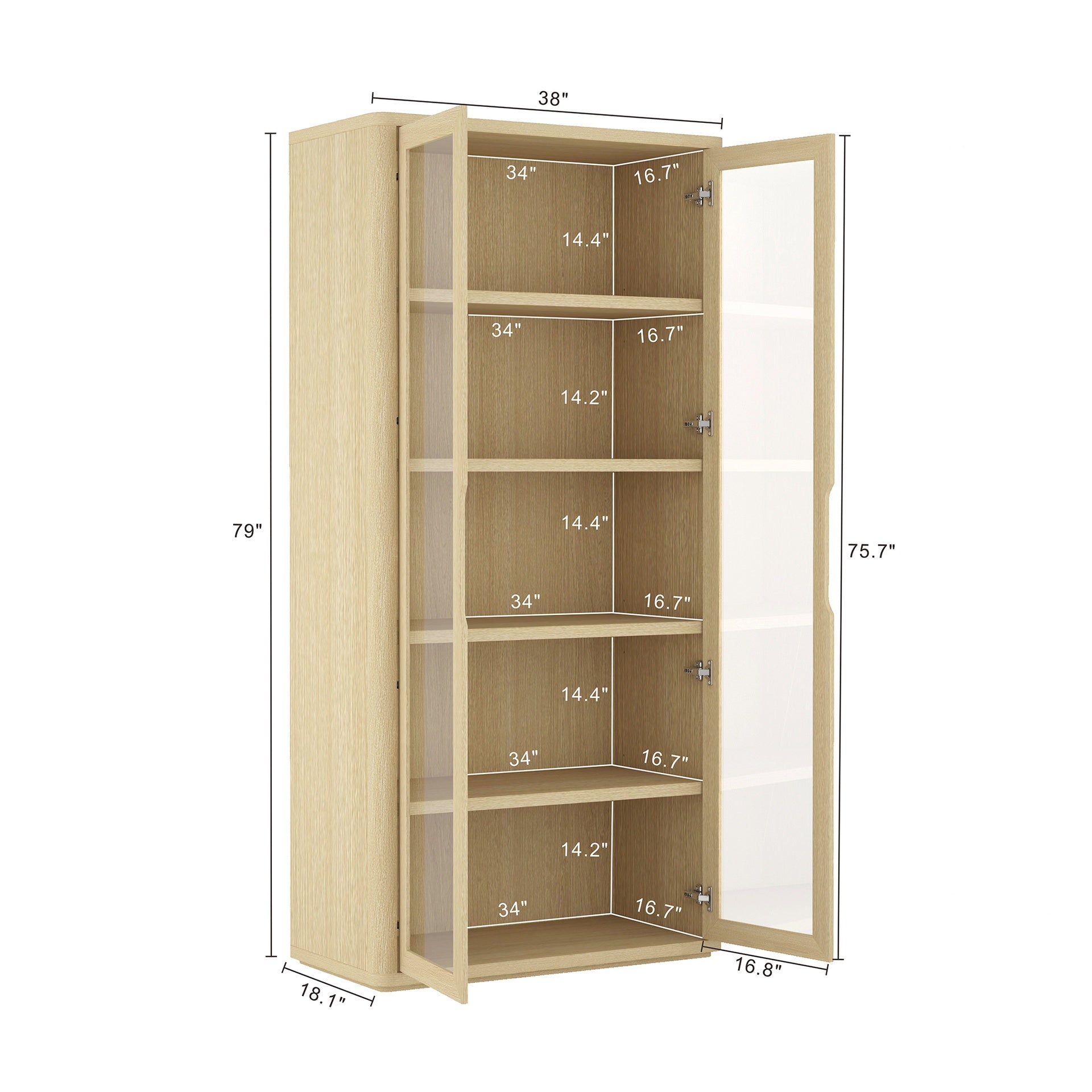 Bookcase Cabinet in Natural Oak