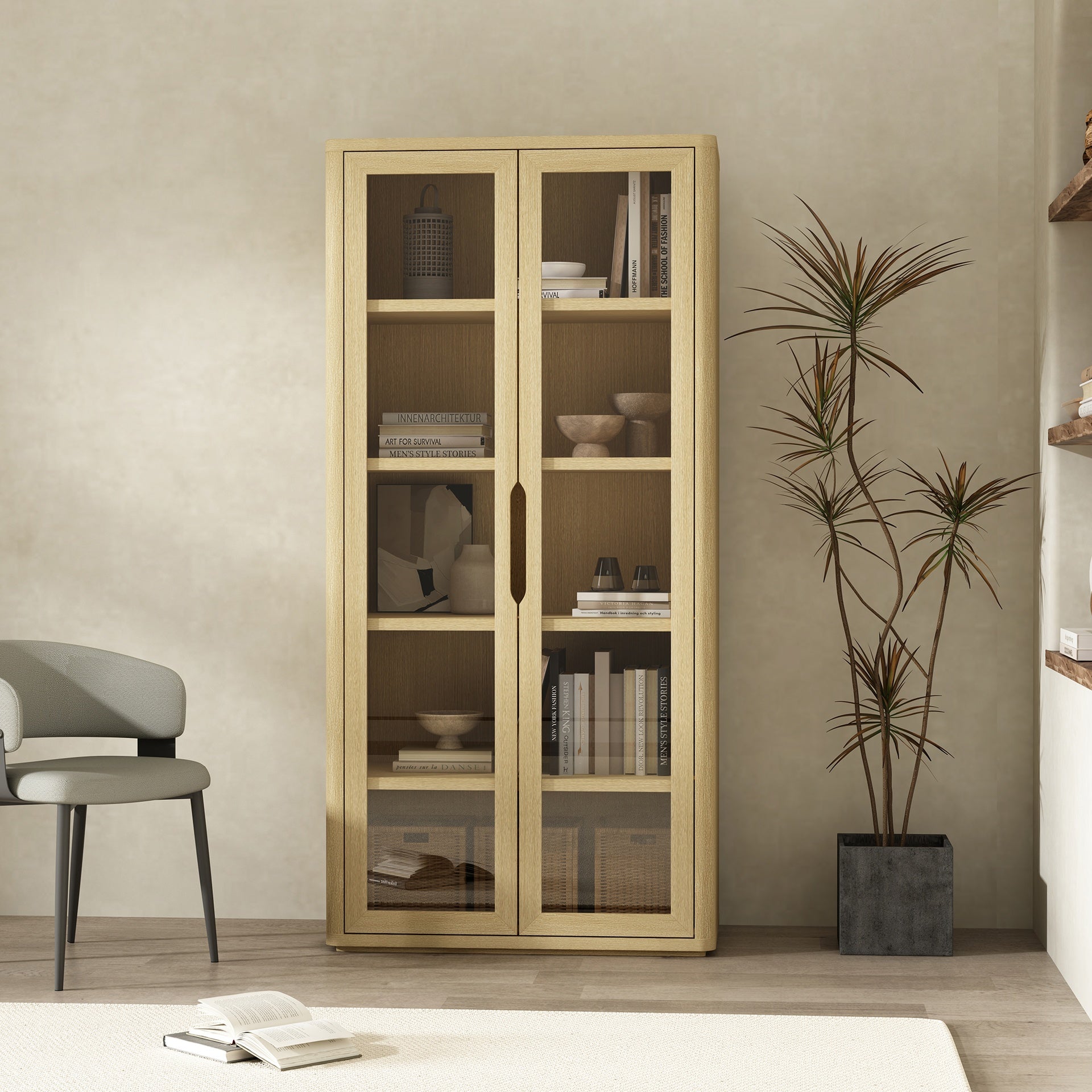 Bookcase Cabinet in Natural Oak