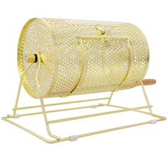 Raffle Ticket Spinner - 12 x 8 Raffle Drum Lottery Spinning Drawing, Brass Plated Raffle Tickets Roll Box with Wooden Turning Handle Holds 2500 Tickets or 100 Ping Pong Balls for Events