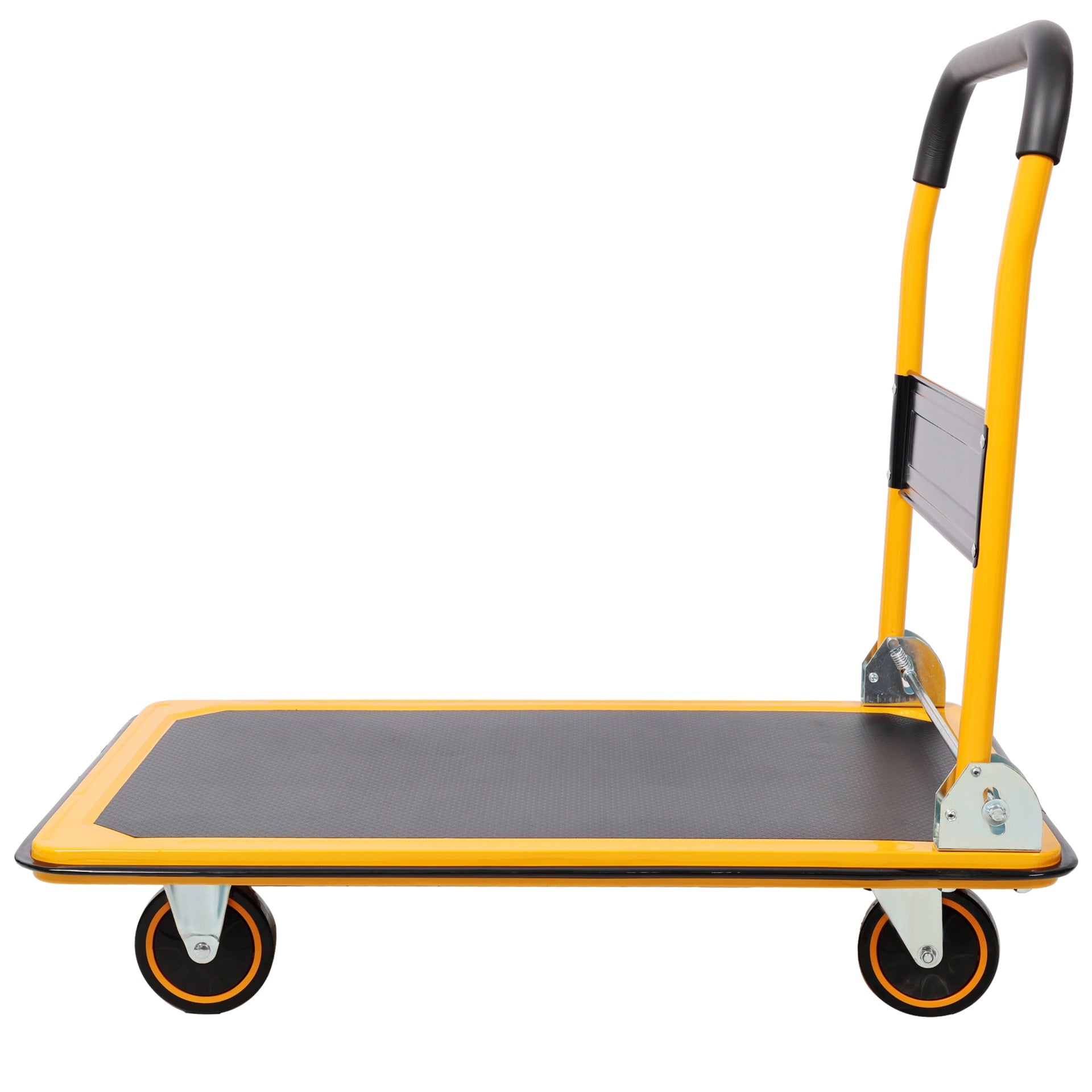 Foldable Platform Truck Push Dolly 330 lb. Weight Capacity Black and Yellow