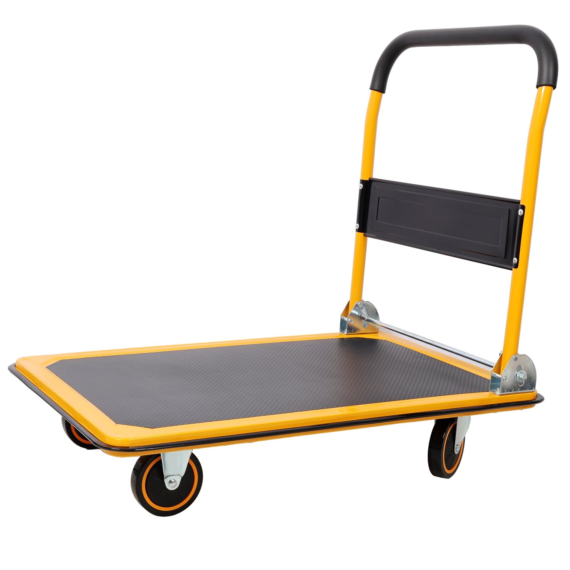Foldable Platform Truck Push Dolly 330 lb. Weight Capacity Black and Yellow