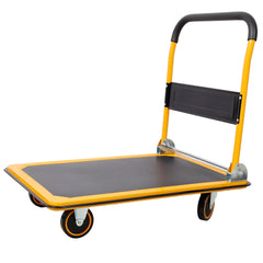 Foldable Platform Truck Push Dolly 330 lb. Weight Capacity Black and Yellow