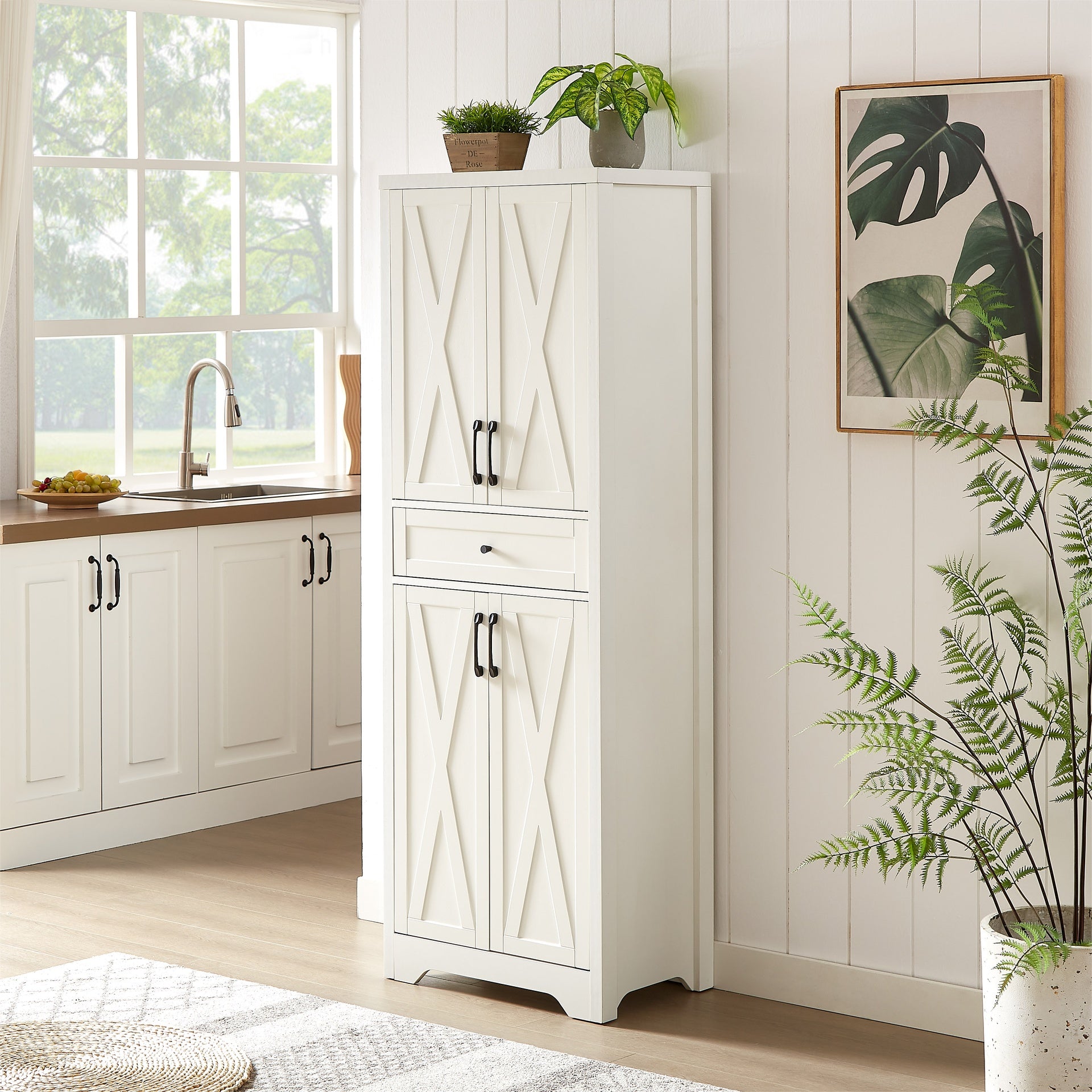 68"high living room sideboard, multi-functional combination TV cabinet sideboard, large capacity storage cabinet, can be used in living room, bedroom,office area, white, 23.7''L x 15.0''W x 68''H.