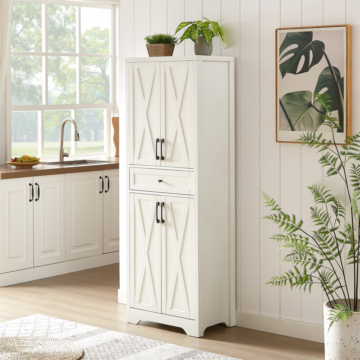 68"high living room sideboard, multi-functional combination TV cabinet sideboard, large capacity storage cabinet, can be used in living room, bedroom,office area, white, 23.7''L x 15.0''W x 68''H.