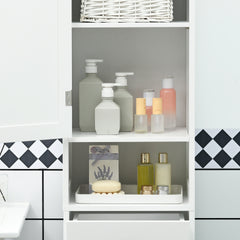 kleankin Slim Bathroom Storage Cabinet, Tall Bathroom Cabinet, Linen Tower with Open Shelf, Drawer, Recessed Doors, and Adjustable Shelves, White