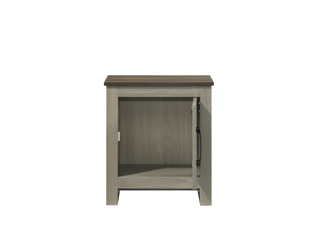 Nilda 16"W Gray Oak End Table, Side Table, Nightstand with Cabinet Door
