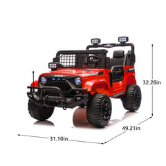 24V Two-seater Kids Ride On Electric Truck Car W/Parents Control,2wd,Four-wheel Suspension, 8.66in Ground Clearance, LED & Searchlights, Bluetooth, Music, Provide 3.11-4.97MPH Speed For Kids  Aged 2-6