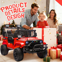 24V Two-seater Kids Ride On Electric Truck Car W/Parents Control,2wd,Four-wheel Suspension, 8.66in Ground Clearance, LED & Searchlights, Bluetooth, Music, Provide 3.11-4.97MPH Speed For Kids  Aged 2-6
