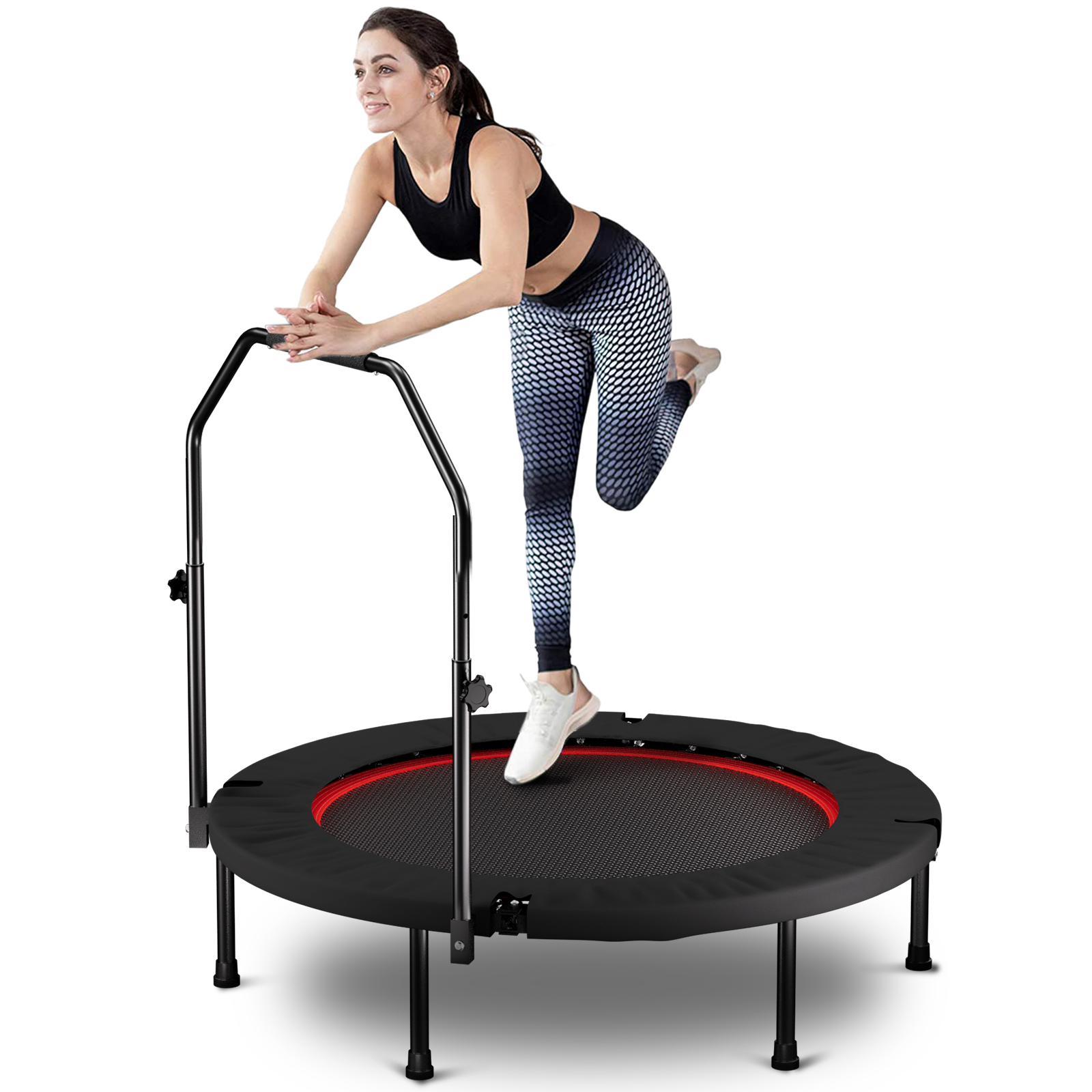 YC 40inch foldable trampoline with handle-Standard-Spring-Black