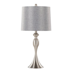 Ashland 27" Contemporary Metal Table Lamp in Brushed Nickel with Grey Textured Linen Shade from Grandview Gallery by LumiSource - Set of 2