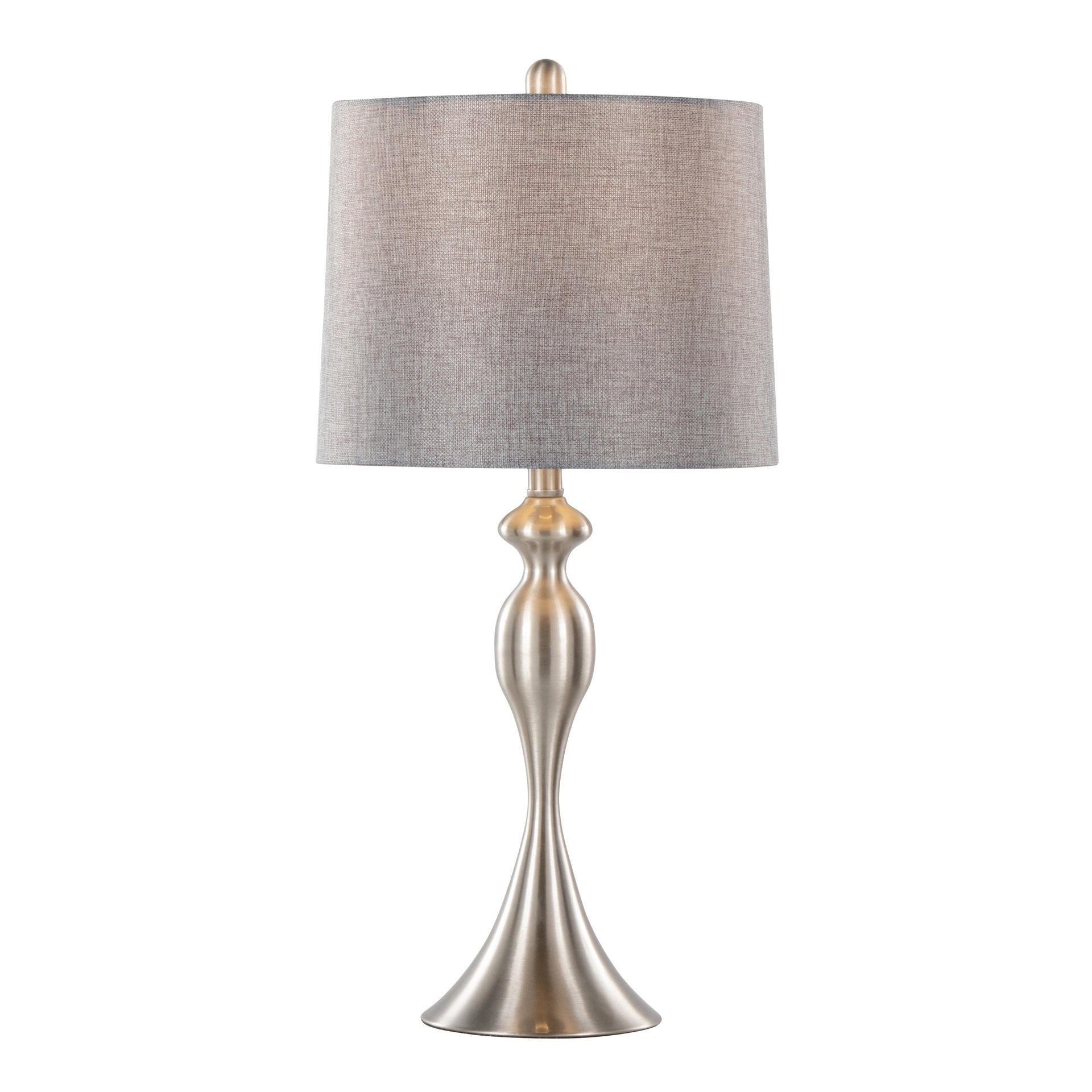 Ashland 27" Contemporary Metal Table Lamp in Brushed Nickel with Grey Textured Linen Shade from Grandview Gallery by LumiSource - Set of 2