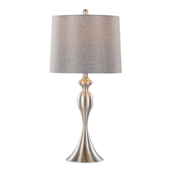 Ashland 27" Contemporary Metal Table Lamp in Brushed Nickel with Grey Textured Linen Shade from Grandview Gallery by LumiSource - Set of 2
