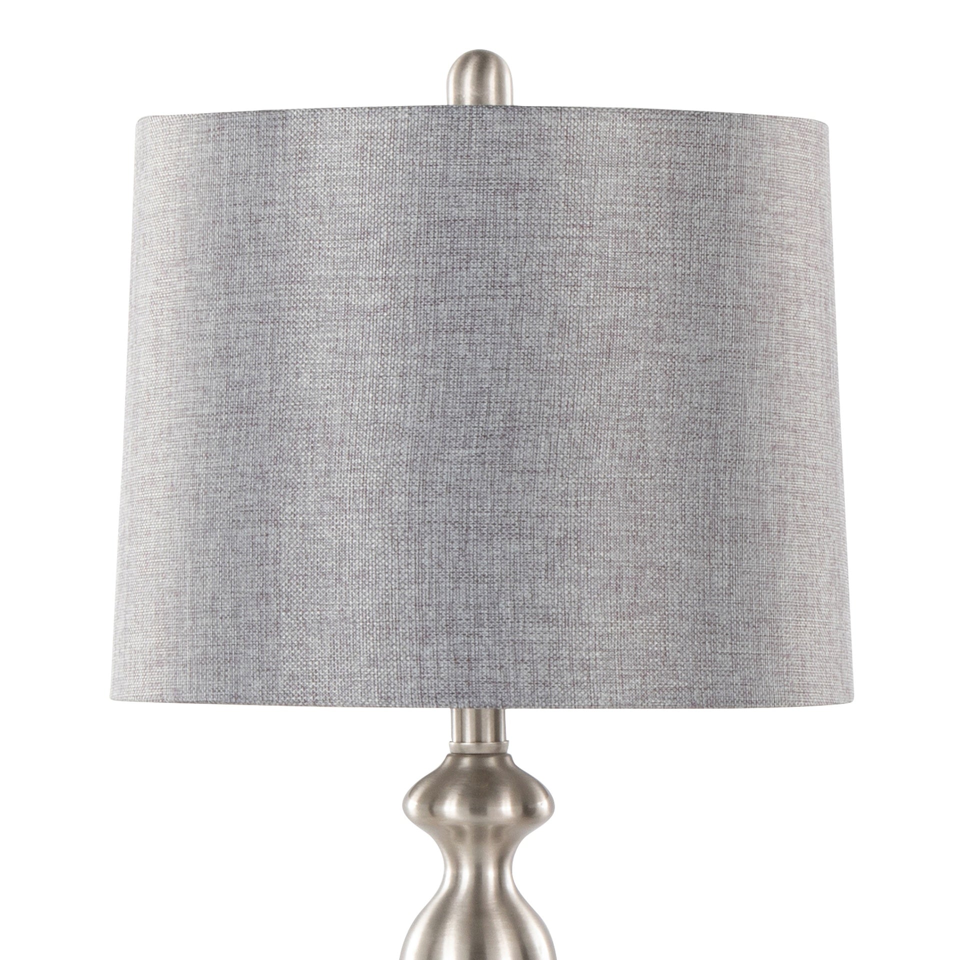 Ashland 27" Contemporary Metal Table Lamp in Brushed Nickel with Grey Textured Linen Shade from Grandview Gallery by LumiSource - Set of 2