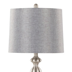 Ashland 27" Contemporary Metal Table Lamp in Brushed Nickel with Grey Textured Linen Shade from Grandview Gallery by LumiSource - Set of 2