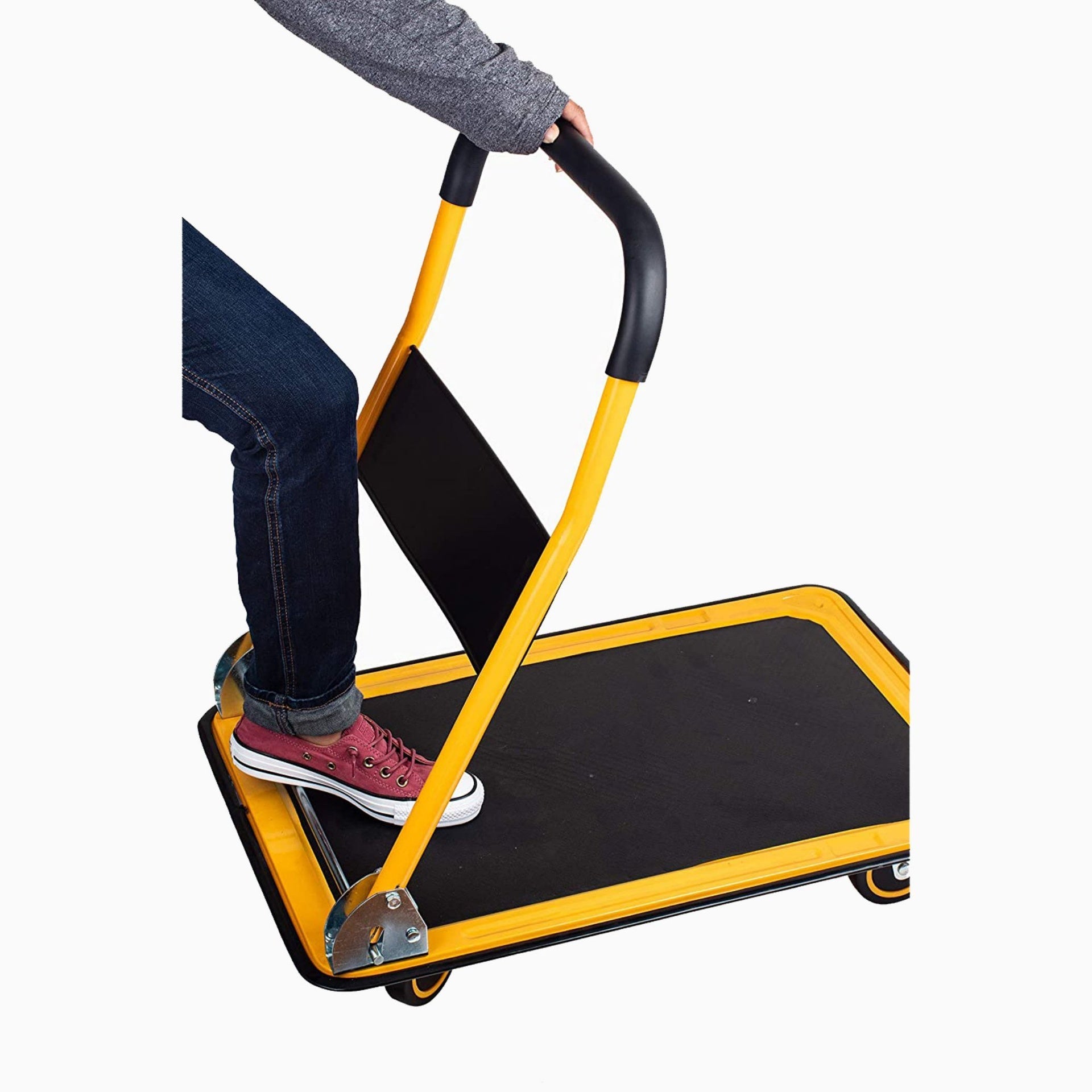 660 lbs. Capacity Platform Truck Hand Flatbed Cart Dolly Folding Moving Push Heavy Duty Rolling Cart in Yellow