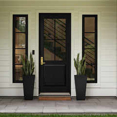 22"Tall Planter Set of 2, Outdoor＆Indoor Black Planter Pots, High Front Porch Planter Pots with Drainage Holes＆Water Level Monitor＆Inner Bucket, Automatic Watering, Black