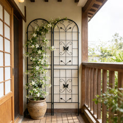 2 Pack Metal Garden Trellis 86.7" x 19.7" Rustproof Trellis for Climbing Plants Outdoor Flower Support Black