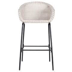Ladd Outdoor Metal Wicker Barstool, Light Gray Faux Wicker, Set of 2