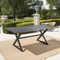 Rolando Outdoor Aluminum Dining Table with Steel Frame, Grey / Black