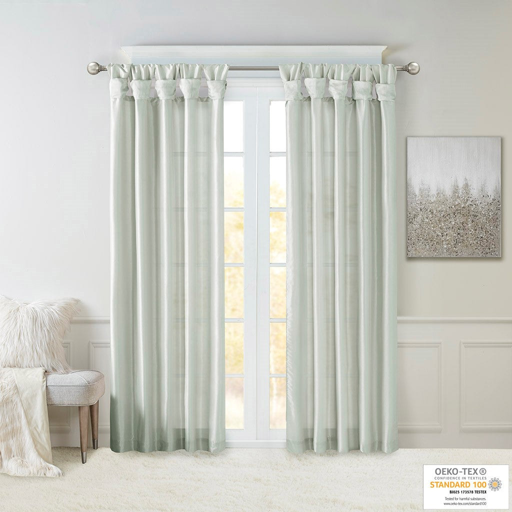 Twist Tab Lined Window Curtain Panel Dusty Aqua 50x108"