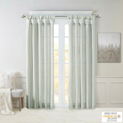 Twist Tab Lined Window Curtain Panel Dusty Aqua 50x108"