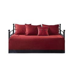 6 Piece Reversible Plaid Daybed Cover Set Red Daybed