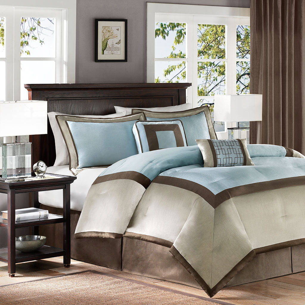 7 Piece Comforter Set Blue King