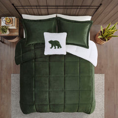 Full/Queen Plush to Sherpa Down Alternative Comforter Set