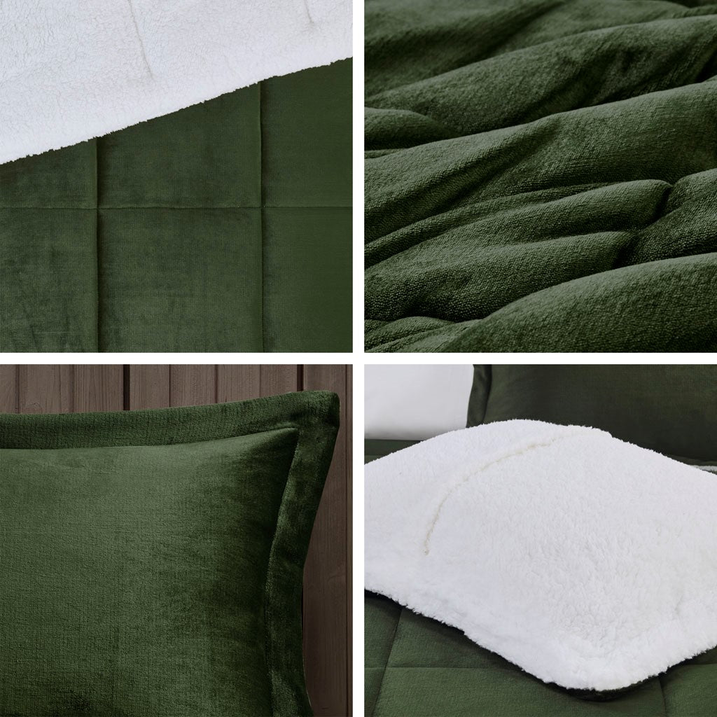 Full/Queen Plush to Sherpa Down Alternative Comforter Set