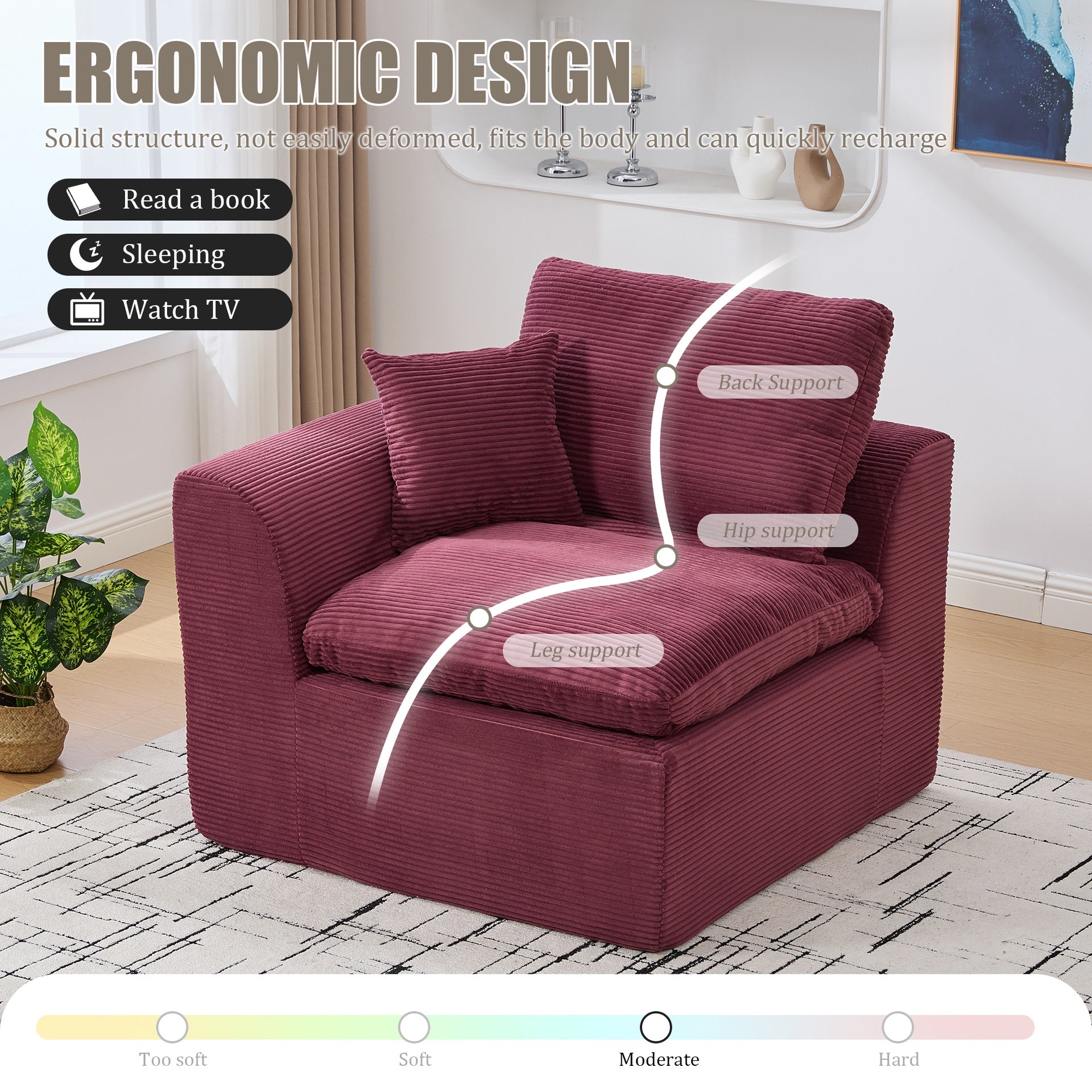 UNITED WE WIN Modular Sectional Sofa Cloud Couch,Comfy Cloud Modern Sofa,2 Seater with Cushion Covers Removable Furniture for Living Room Bedroom Apartments Dorms,No Assembly Required